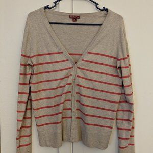 Beige & Pink Striped Cozy Button Cardigan